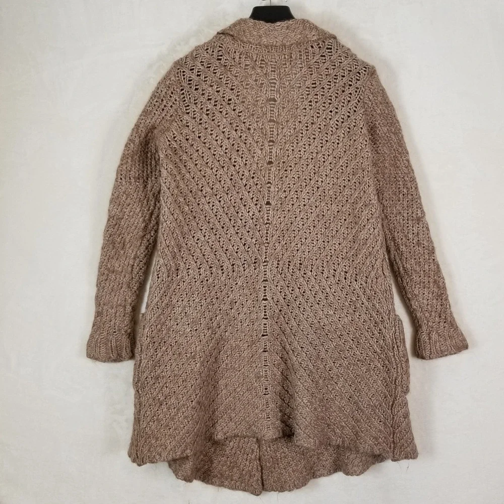 Free People Cardigan Sweater Womens S Taupe Alpaca Wool Blend Chunky Knit